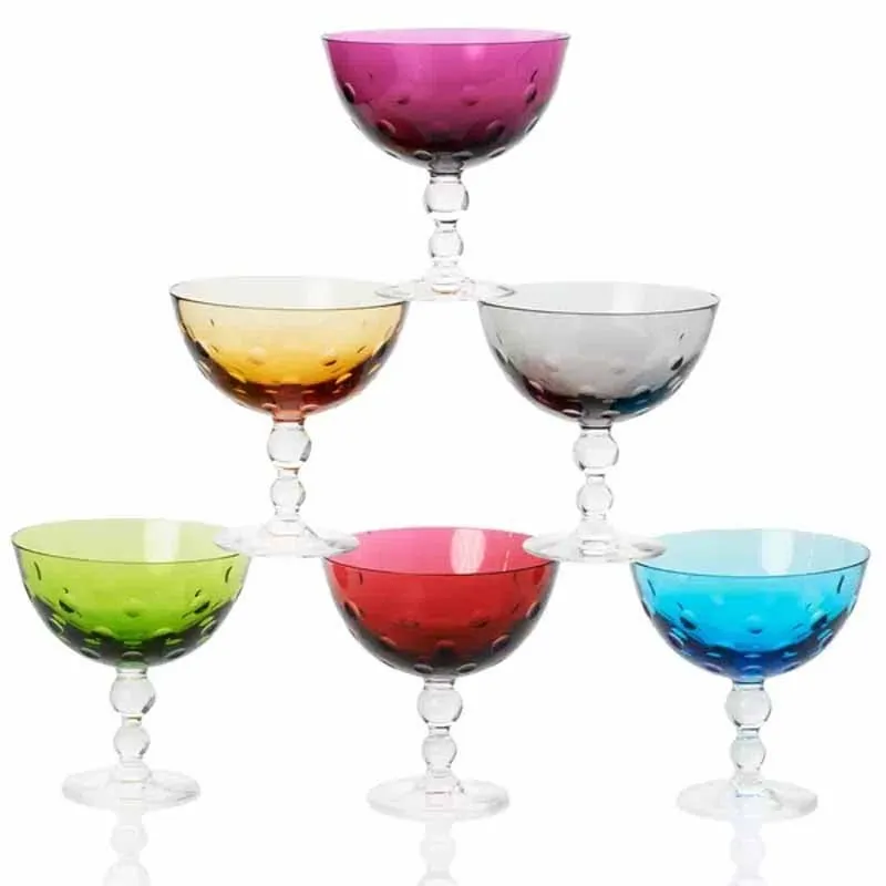 Vendita Finale Saint Louis Bubbles Set 6 Coppe con Piede Colori Assortiti