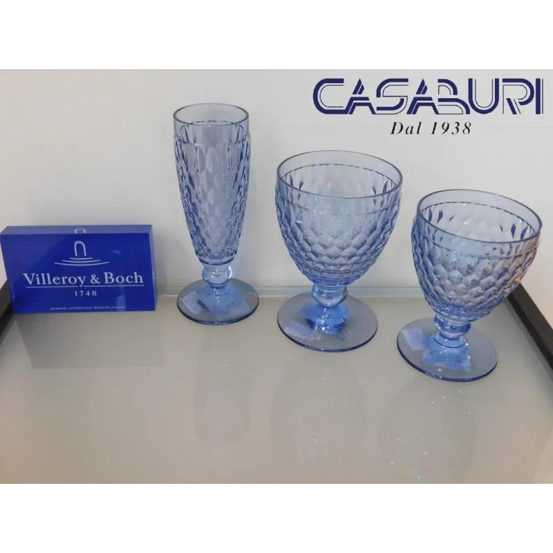 Subito Disponibile Villeroy & Boch Boston Coloured Servizio Bicchieri Blu 18 Pz