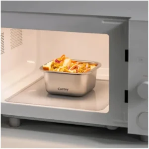 Nuova Collezione Contenitore quadrato per microonde in acciaio inox - 600 ml