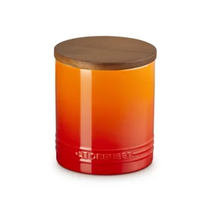 Prezzo Conveniente Evolution, barattolo in gres vetrificato con coperchio in legno 1,1 lt - arancio