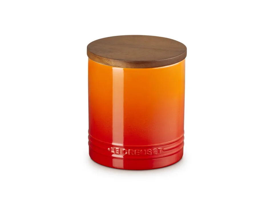 Prezzo Conveniente Evolution, barattolo in gres vetrificato con coperchio in legno 1,1 lt - arancio