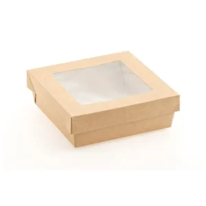 Box con finestra, avana/bianco, 14x14x4h cm, 25 pezzi Reso Gratuito