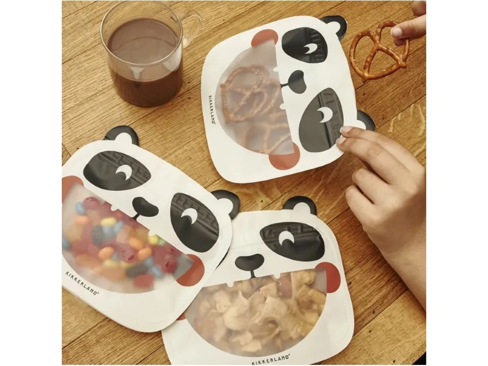 Esclusivo Set 3 sacchetti con cerniera panda