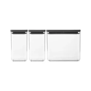 Tasty+, set 3 barattoli impilabili, dark grey Prezzo Di Fabbrica