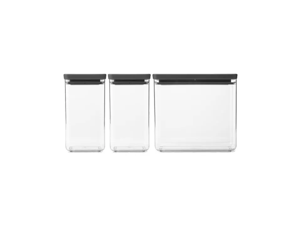 Tasty+, set 3 barattoli impilabili, dark grey Prezzo Di Fabbrica