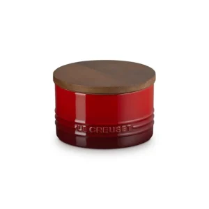 Esclusivo Evolution, barattolo in gres vetrificato con coperchio in legno 0,47 lt - ciliegia