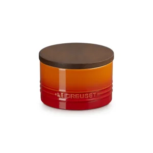 Evolution, barattolo in gres vetrificato con coperchio in legno 0,47 lt - arancio Saldi