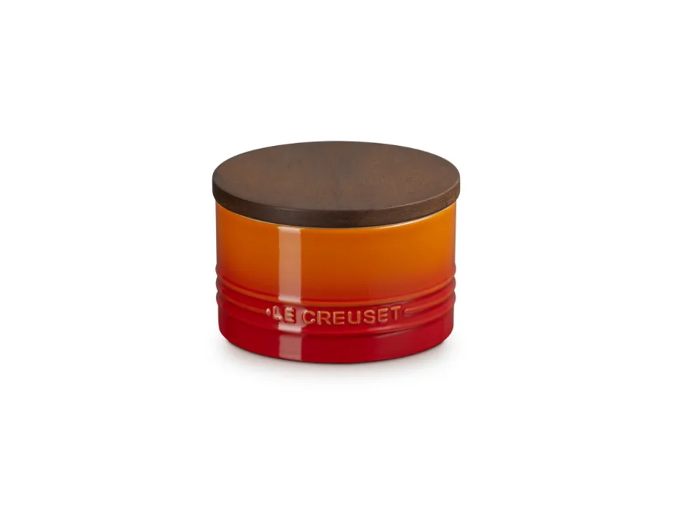 Evolution, barattolo in gres vetrificato con coperchio in legno 0,47 lt - arancio Saldi