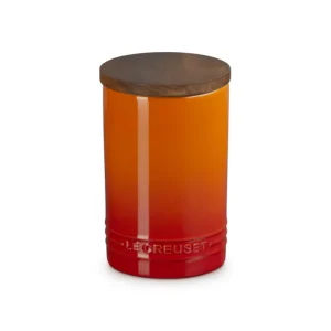 A Buon Prezzo Evolution, barattolo in gres vetrificato con coperchio in legno 0,77 lt - arancio