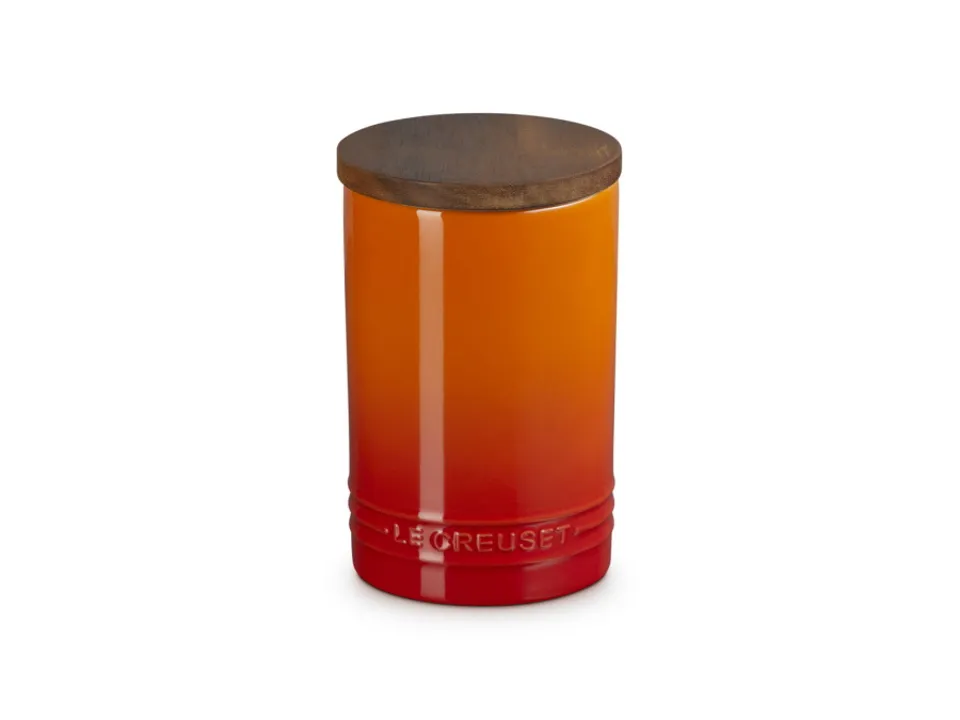 A Buon Prezzo Evolution, barattolo in gres vetrificato con coperchio in legno 0,77 lt - arancio