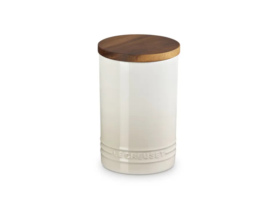 Evolution, barattolo in gres vetrificato con coperchio in legno 0,77 lt - meringue Promo Stagionale