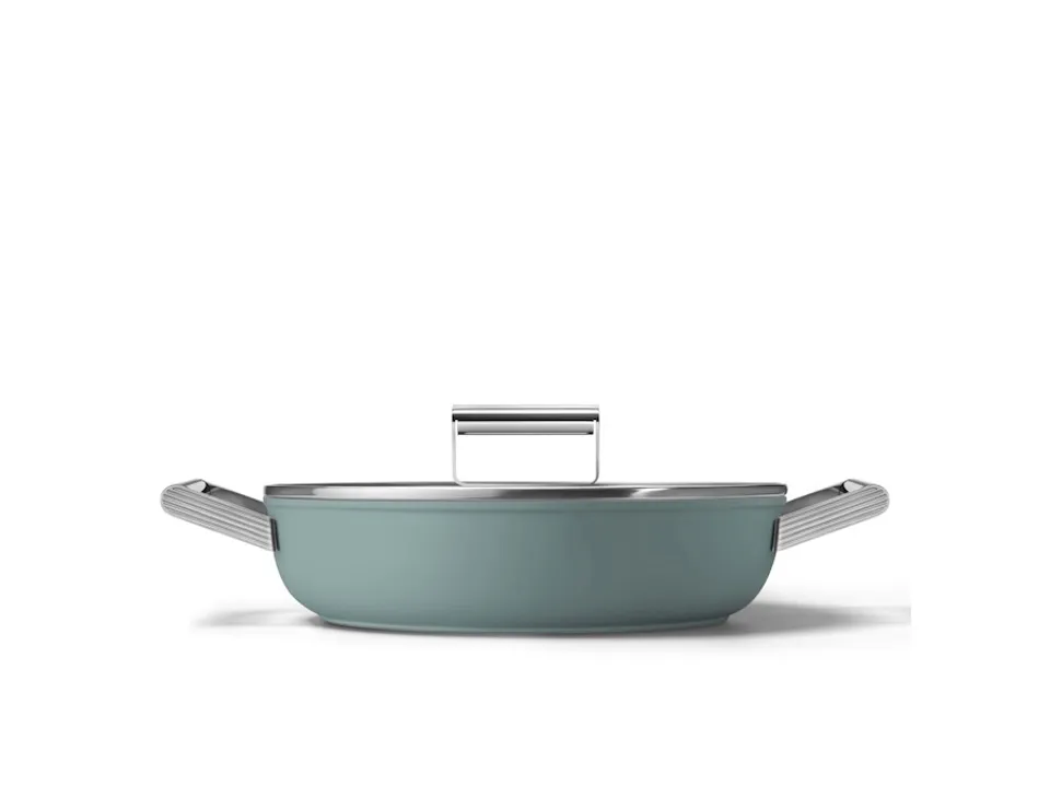 Economico Tegame antiaderente 2 manici con coperchio, 50‘s style, ø 28 cm, verde smeraldo