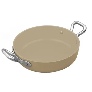 Popolare Tegame 2 manici, antiaderente interno/esterno, alluminio 3 mm, ø 14 cm - beige