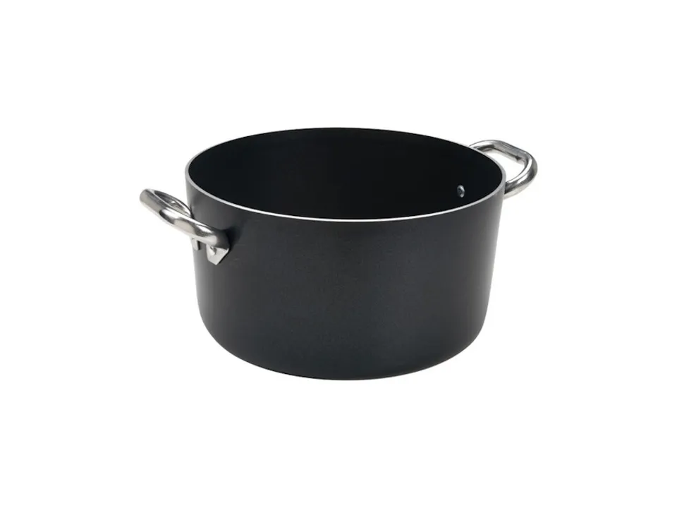 Casseruola antiaderente alblack alta in alluminio 3mm 2 maniglie - ø28 Popolare