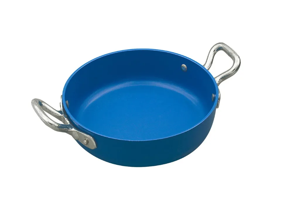 Tegame 2 manici, antiaderente interno/esterno, alluminio 3 mm, ø 14 cm - blu Vendita Finale