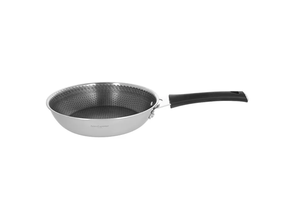 Luxury design, padella 1 manico 32 cm in acciaio inox argento Direttamente Dal Produttore