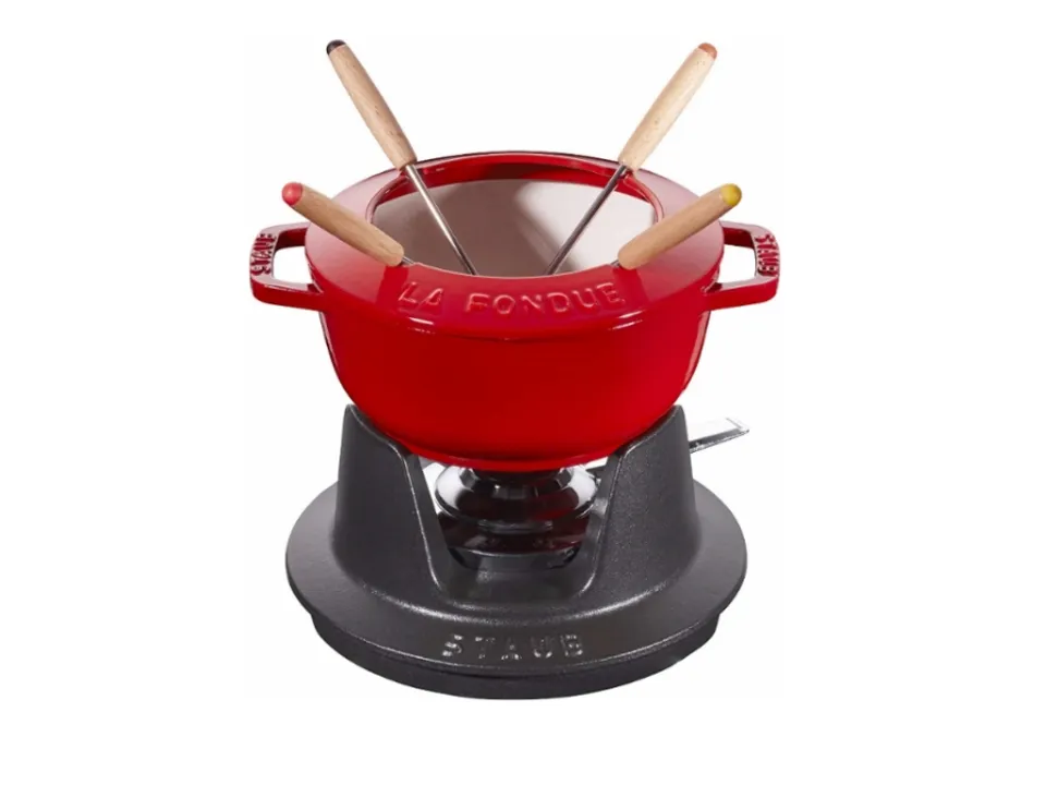 Spedito Oggi Set fonduta gourmet rosso ciliegia, ø 18 cm