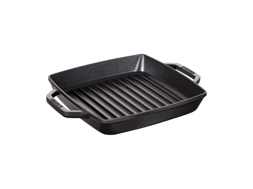 Spedizione Espresso Bistecchiera quadrata con manici in ghisa smaltata 23 cm - nero