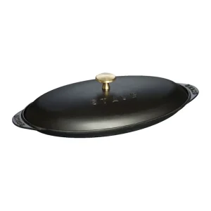 Spedito Oggi Pirofila con coperchio ovale 31 cm - nero