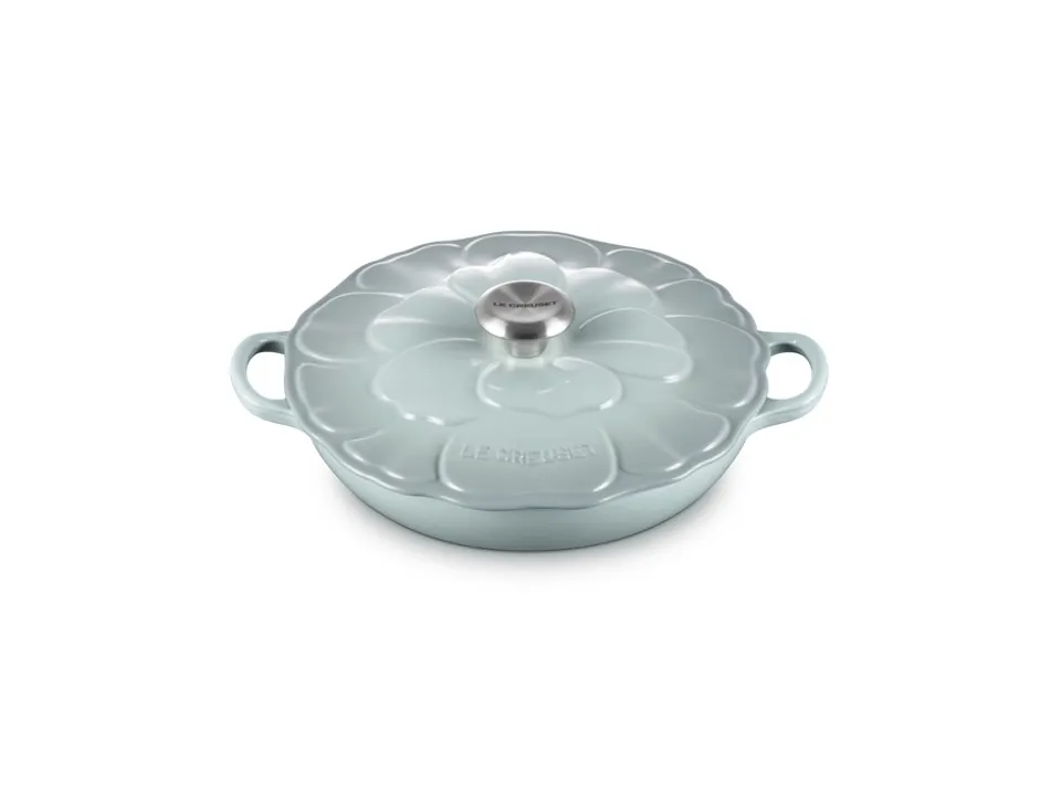 Tegame basso con coperchio a fiore in ghisa vetrificata 26 cm - sea salt Compra Online