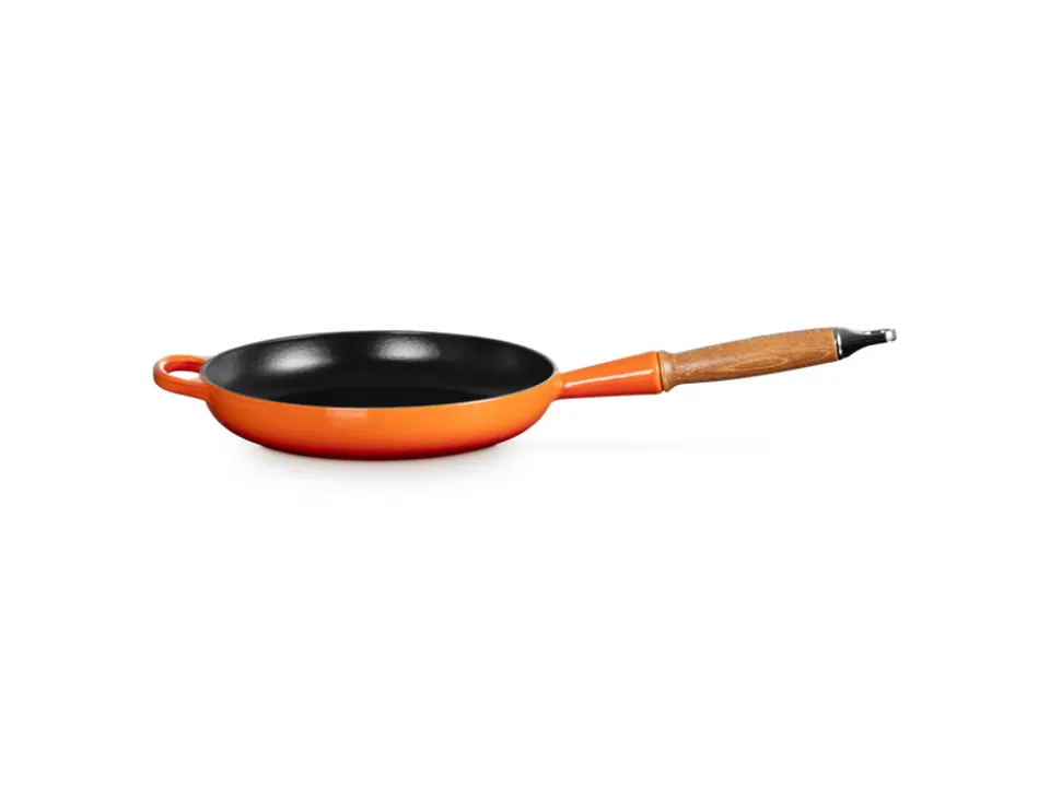 Evolution, padella con manico in legno in ghisa vetrificata 26 cm - arancio Consegna Rapida