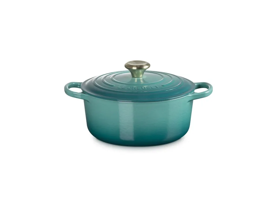 Prezzo Conveniente Evolution, cocotte rotonda 24 cm in ghisa vetrificata - blu riviera