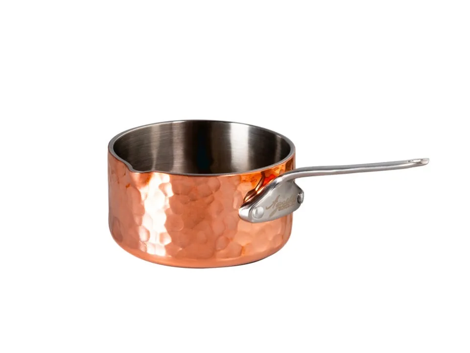 Prezzo Conveniente Casseruolino in copper 3 martellato con beccuccio a dx 1 manico 1907 - ø 9 cm