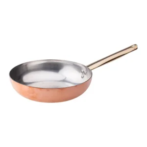 Padella svasata alta in rame liscio stagnato a mano 2mm 1 manico - 28 cm Offerta Del Giorno