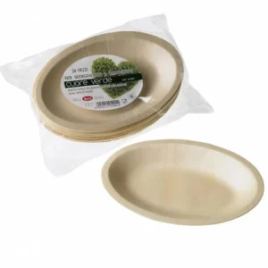 Professionale Piatto legno ovale 21x14x2 cm, 24 pezzi