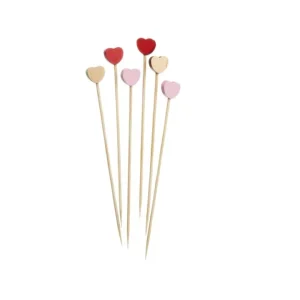 Spiedi in bamboo cuore - colori assortiti in legno, 100 pezzi Offerta
