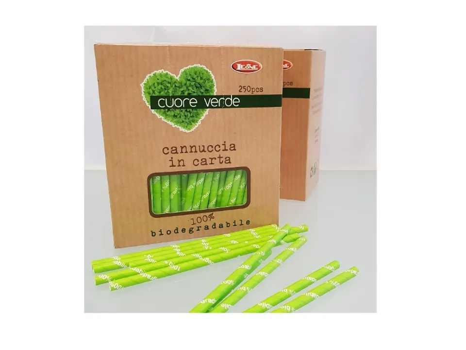 Cannucce carta bio verde, 250 pezzi Ultime Pezzi