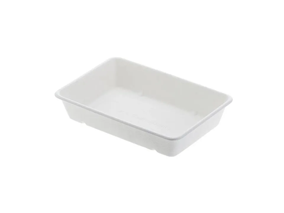 Vassoio fondo rettangolare in polpa di cellulosa 23x15.5x4.5 cm, 50 pezzi Di Tendenza