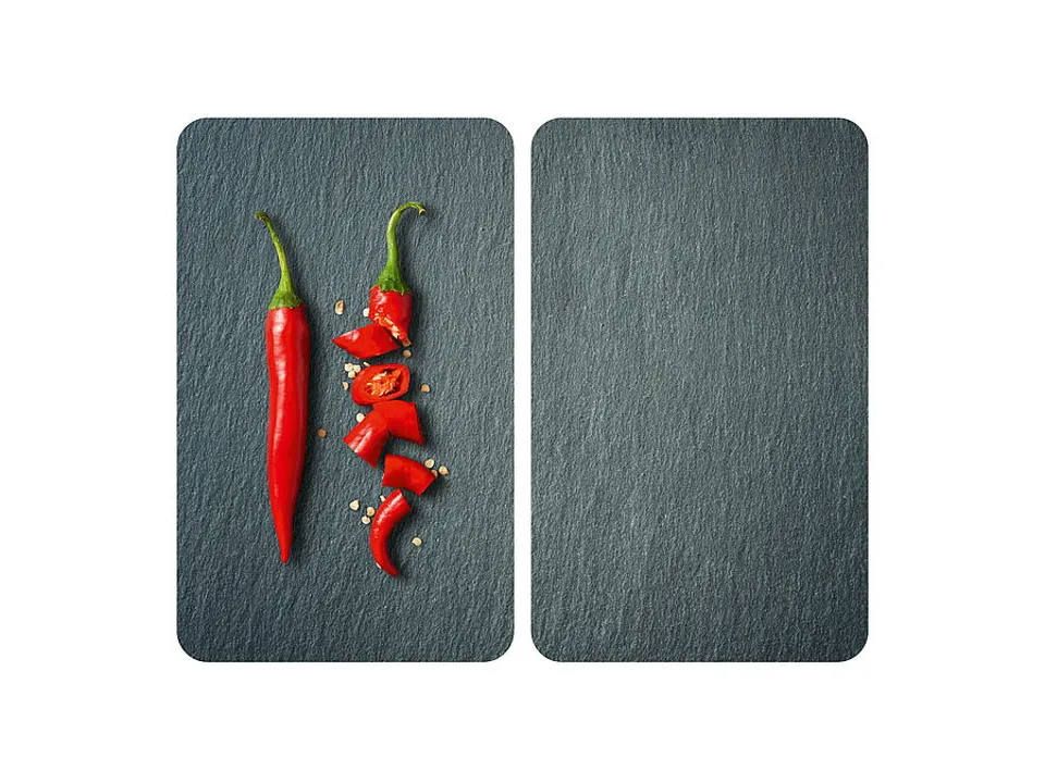 Set 2 coprifornelli, universal cayenne, vetro Offerta Speciale