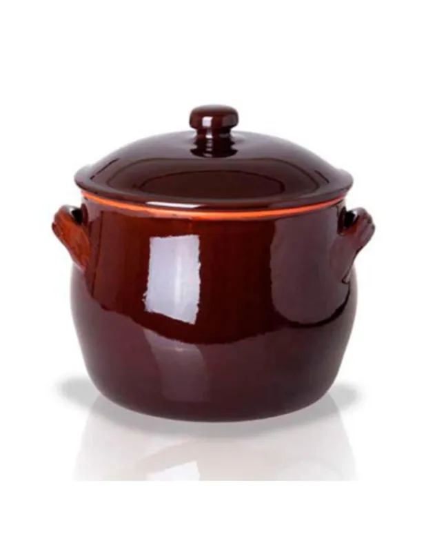 Consegna Rapida Benegiamo - Pentola in Terracotta con Coperchio 2 Manici Ø15 cm
