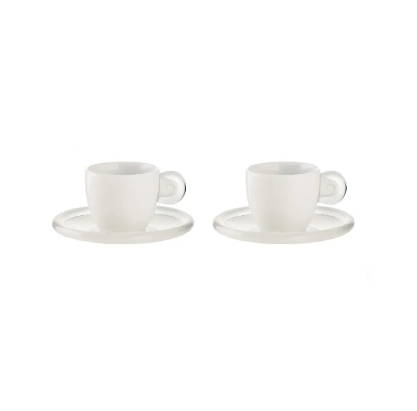 Di Tendenza Guzzini - Set 2 Tazzine caffè con piattino Gocce trasparente 50 ml