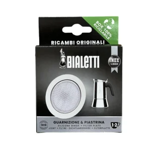 Must-Have Bialetti Ricambio Originale Guarnizione Silicone + Piastrina Acciaio per Moka in acciaio 1-2 Tazze
