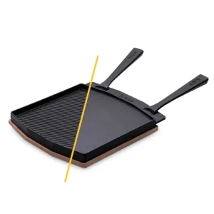 Ooni - Bistecchiera doppia faccia con 2 manici in ghisa e supporto in legno 33 cm Offerta Del Giorno