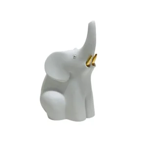 Promozione Esclusiva Bongelli Preziosi - Statua Elefante in marmorino 10 cm bianco