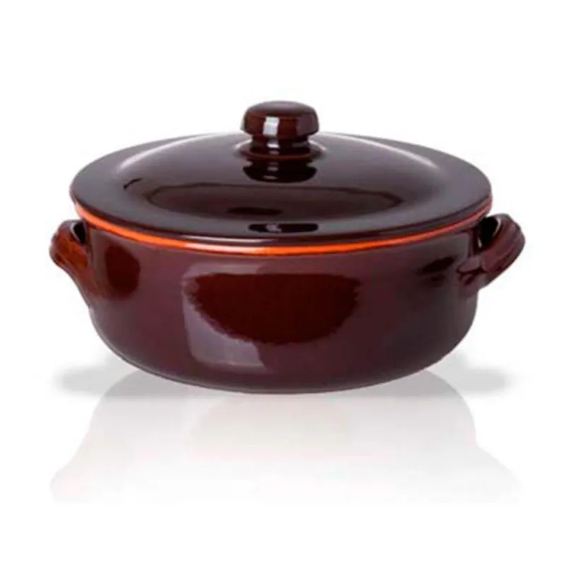 Ultima Occasione Benegiamo - Casseruola in Terracotta con coperchio 2 Manici 28 cm