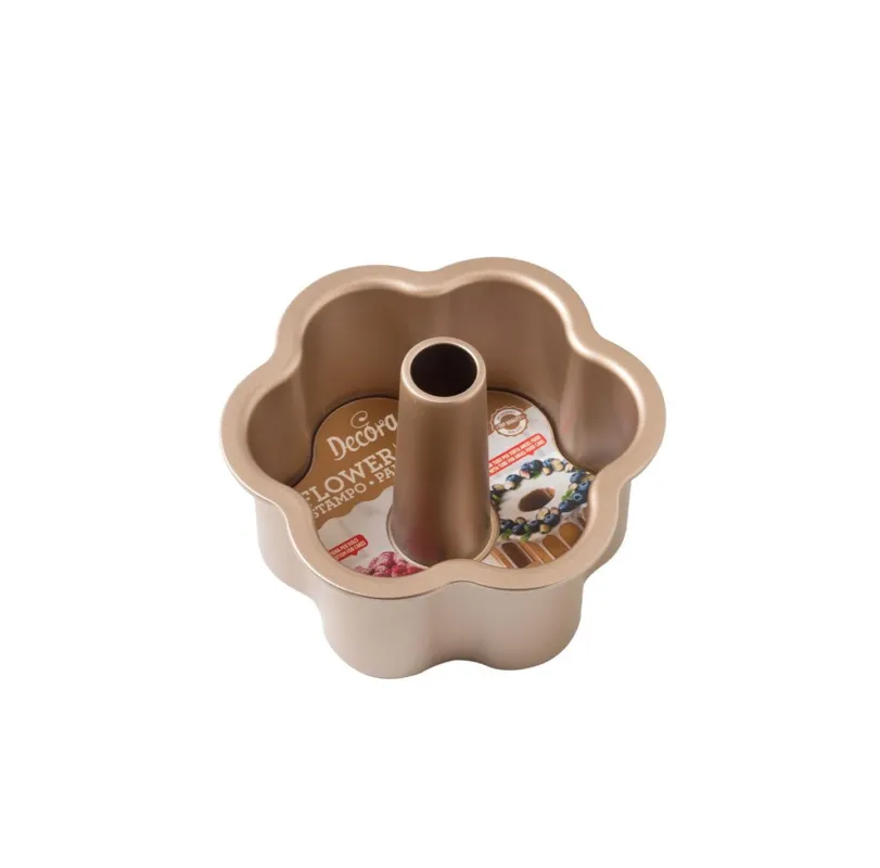 Decora - Stampo ciambella antiaderente angel food fiore linea rose gold 22 cm Quantità Limitata