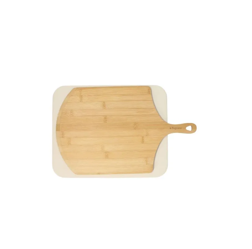 Tognana - Set pizza stone 3 pezzi pietra refrattaria con pala in legno e ricettario per pizza e panificati Occasione Imperdibile
