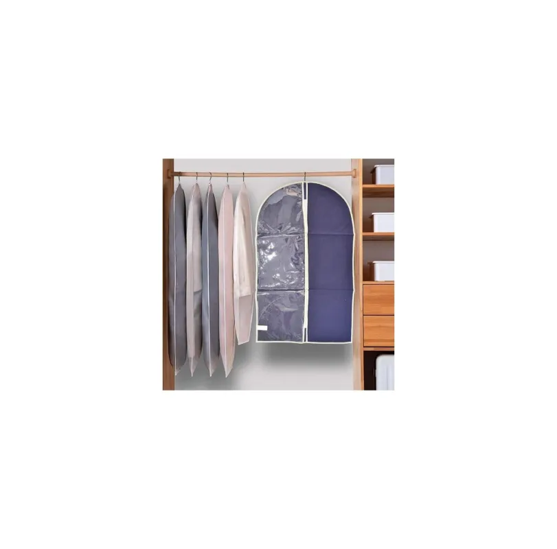 Appendotto custodia porta abiti corti in tessuto TNT con finestra 60x100 cm blu Prezzo Scontato