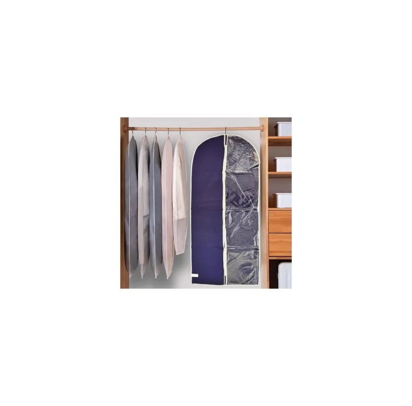 Appendotto custodia porta abiti corti in tessuto TNT con finestra 60x137 cm blu Reso Gratuito