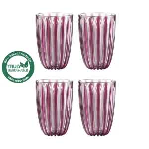 Quantità Limitata Guzzini - Set 4 bicchieri in plastica biologica riciclabile linea Dolcevita ametista 470 ml