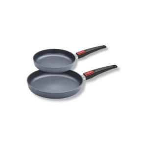 Woll - Set 2 Padelle basse antiaderente in alluminio forgiato Diamond lite a induzione manico rimovibile 24 e 28 cm Prezzo Ridotto
