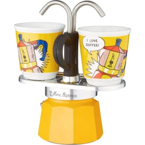 Sconto Bialetti - Caffettiera moka set mini express 2 tazze Lichtenstein giallo