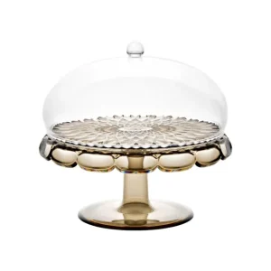 Prezzo Scontato Guzzini Alzata con Campana Vanity in Cristallo Acrilico Bio-based Smoke Ø30 H27.7 cm