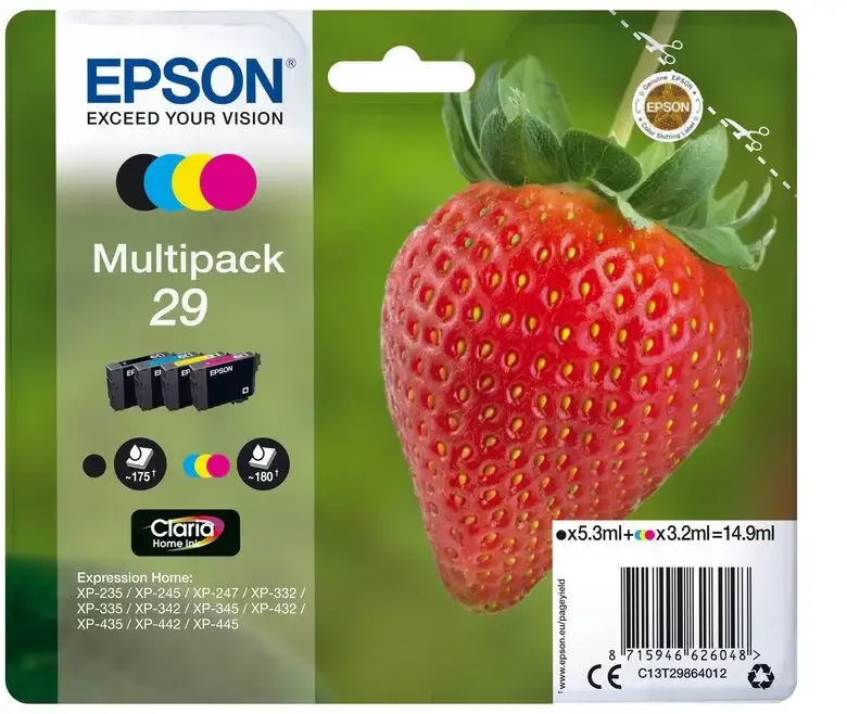 Prezzo Ridotto Epson Strawberry Multipack Fragole 4 colori Inchiostri Claria Home 29