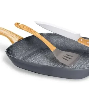 Consegna Rapida Aeternum Set Grill Wood Con Pinza e Coltello