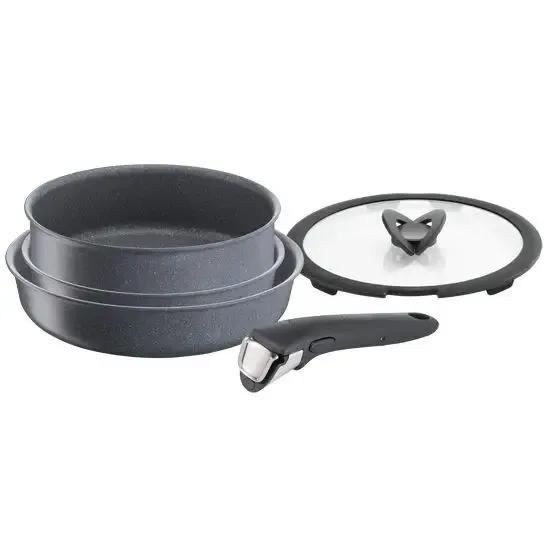 Saldi Lagostina Ingenio Mineralis , Set padelle, Antiaderente, Manico rimovibile, Induzione e gas, 5 pz.